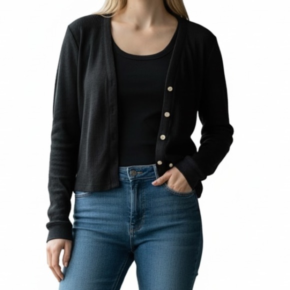 OGL cotton blend Ribbed Cardigan Small - Picture 1 of 5